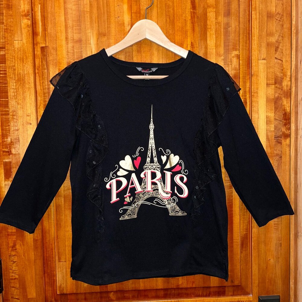Love & Lace Paris Ruffle 3/4 Sleeve Top for Valentine's Day